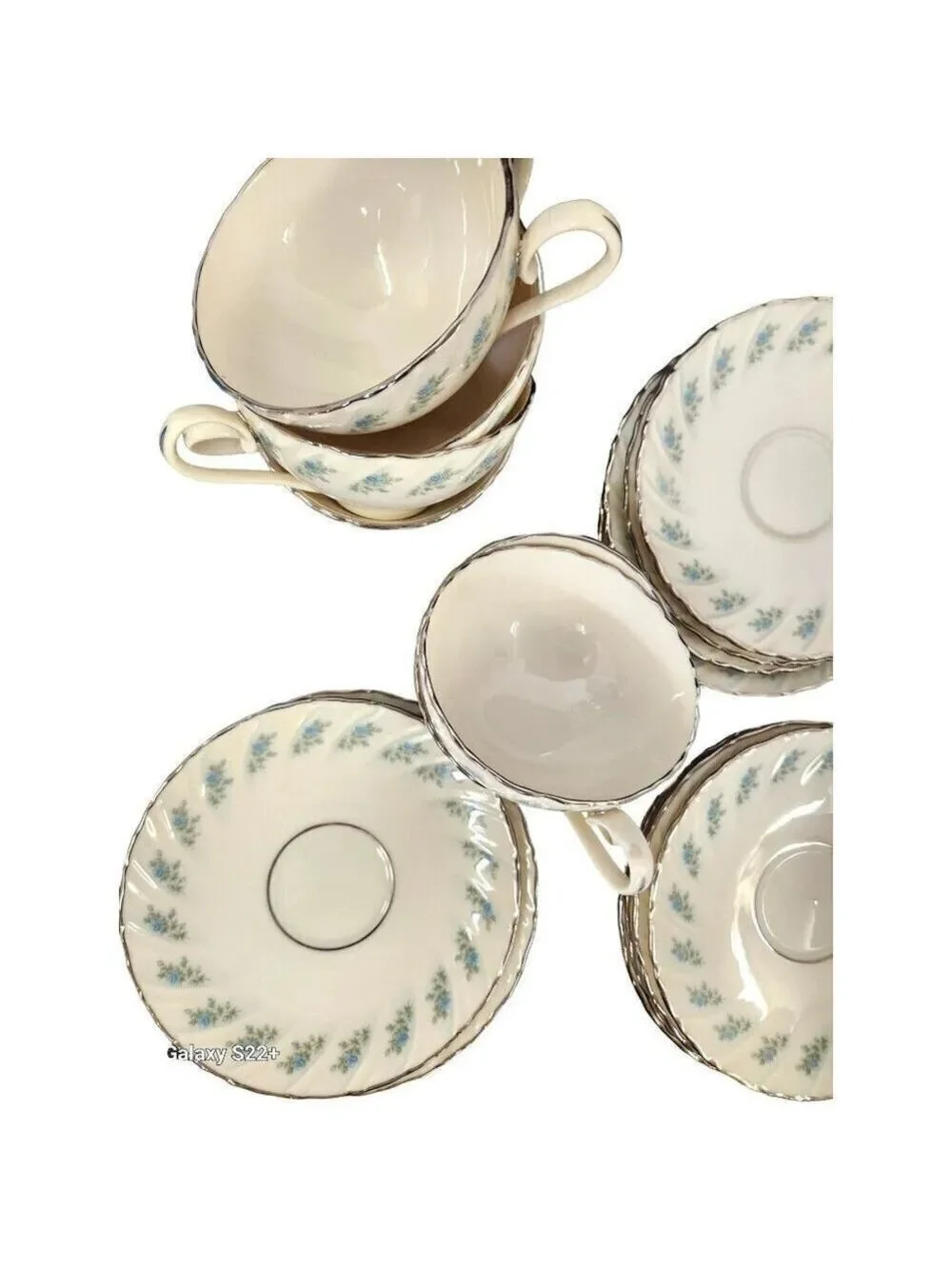 Lenox China - Rosedale Blue Roses  Teacup & Saucer Set Vintage Tea Set Cup & Sau